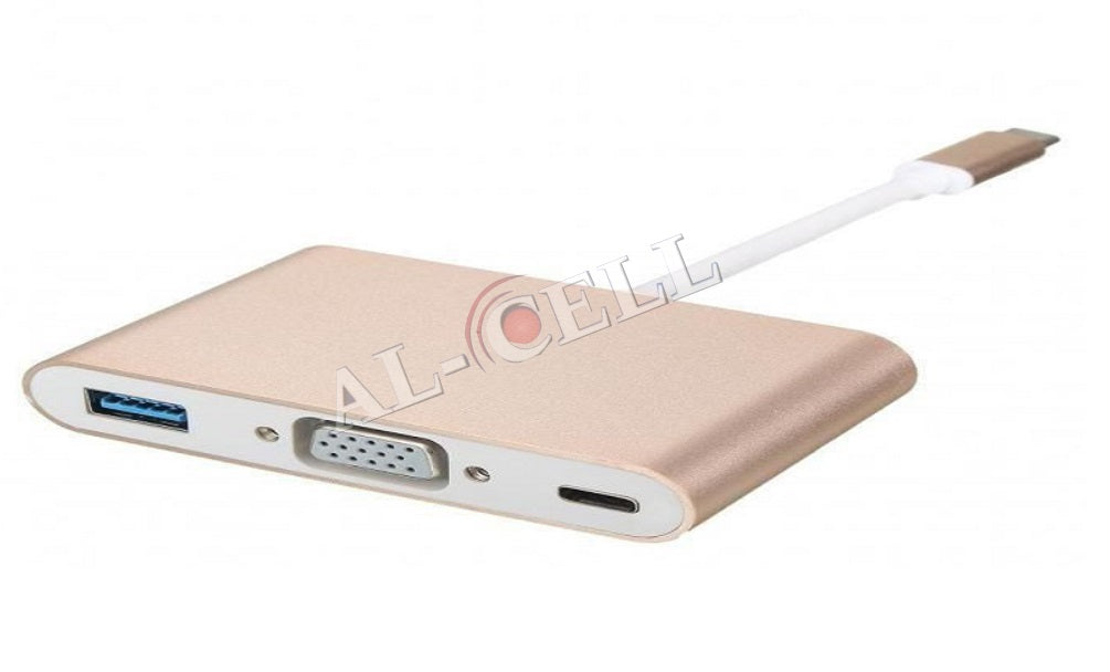 TYPE C To Vga Female + Usb 3.0 + Type C
