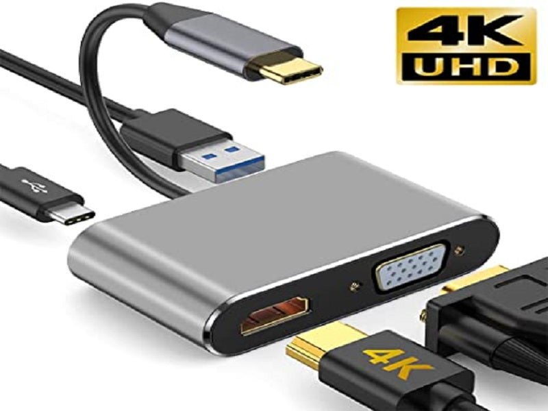 TYPE C To Hdmi+Vga+Usb3.0+Type-C Adapter