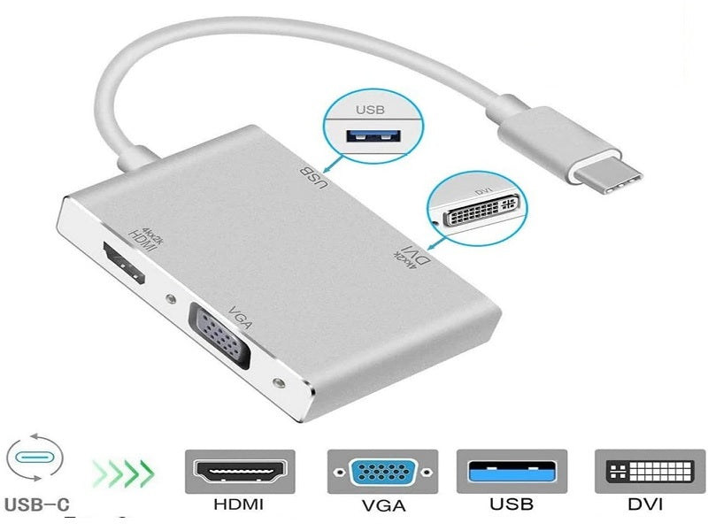 TYPE C To Vga+Dvi+Hdmi+Usb3.0 Adapter