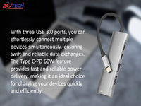 TYPE C To Usb3.0 X 3 - Type C- Pd 60W
