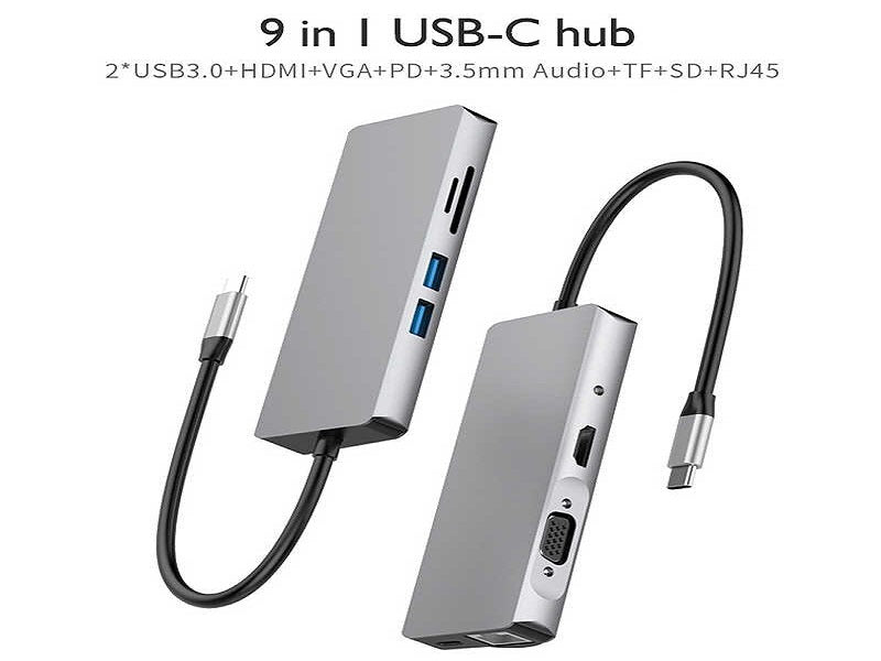 TYPE C To Lan+Tc+Sd+Usb3.0X2+Hdmi+Vga+Cr