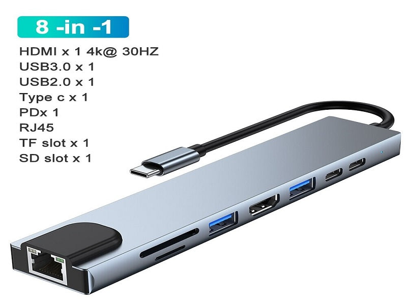 TYPE C To Lan+Tcx2+Sd+Tf+Usb3.0X2+Hdmi
