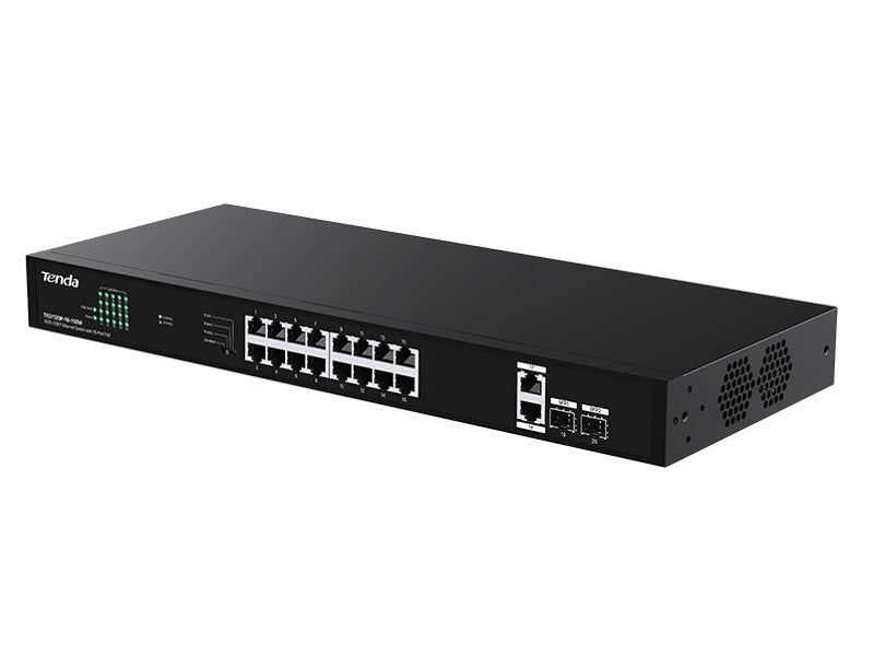 Tenda TEG1120P-16-150W 18-Port Gigabit PoE+ Switch - 16 PoE, 230W, 2 SFP, 6kV – view 2
