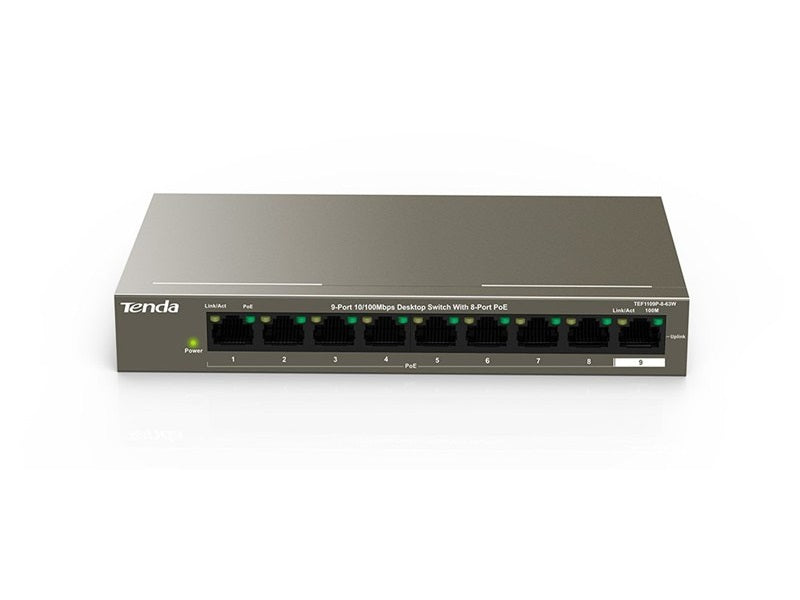 TENDA 9-Port Desktop Switch With 8 PoE