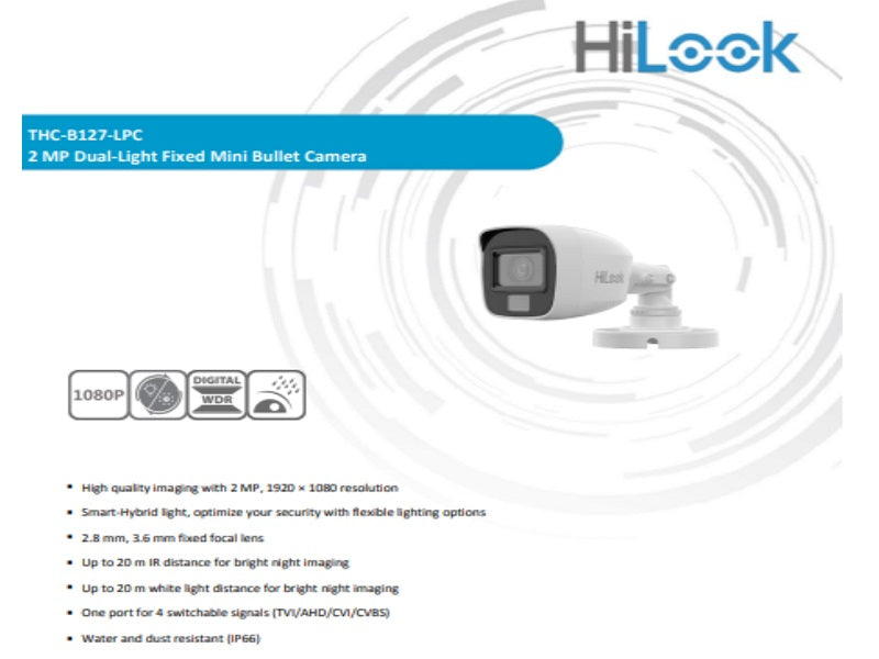 Hilook Smart Hybrid Bullet 2Mp 2.8mm