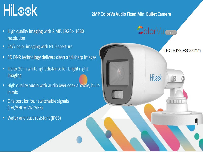 Hilook 1080P Colorvu Bullet Camera 3.6Mm