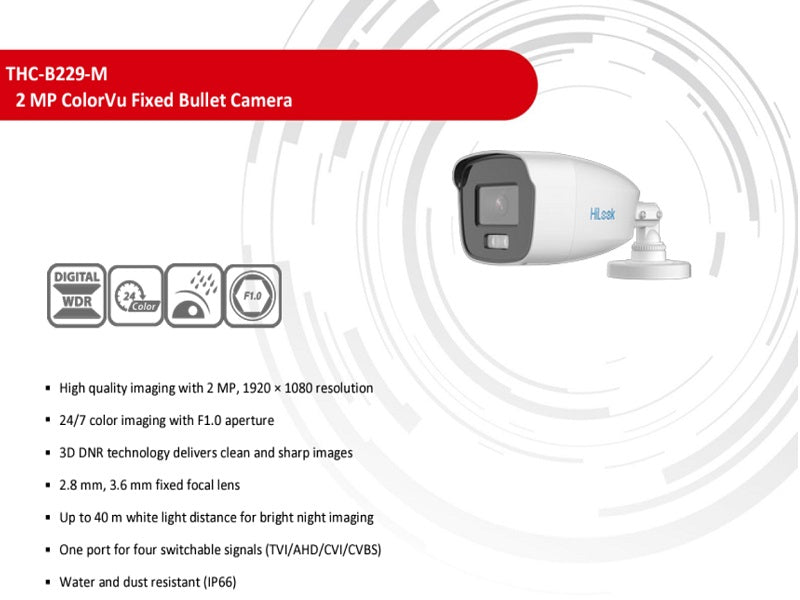 Hilook Colorvu 1080P Bullet Camera 2.8Mm