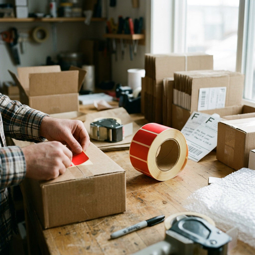 Thermal Labels 40x30mm Red 1000 Per Roll – view 2