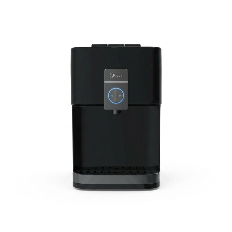 Midea countertop water dispenser in black, front view