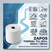 Alcell Thermal Till Roll 60 x 68mm - White Receipt Paper for POS Printers