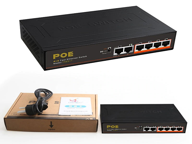 POE Switch 4 Port + 2 Port Uplink 65Watt