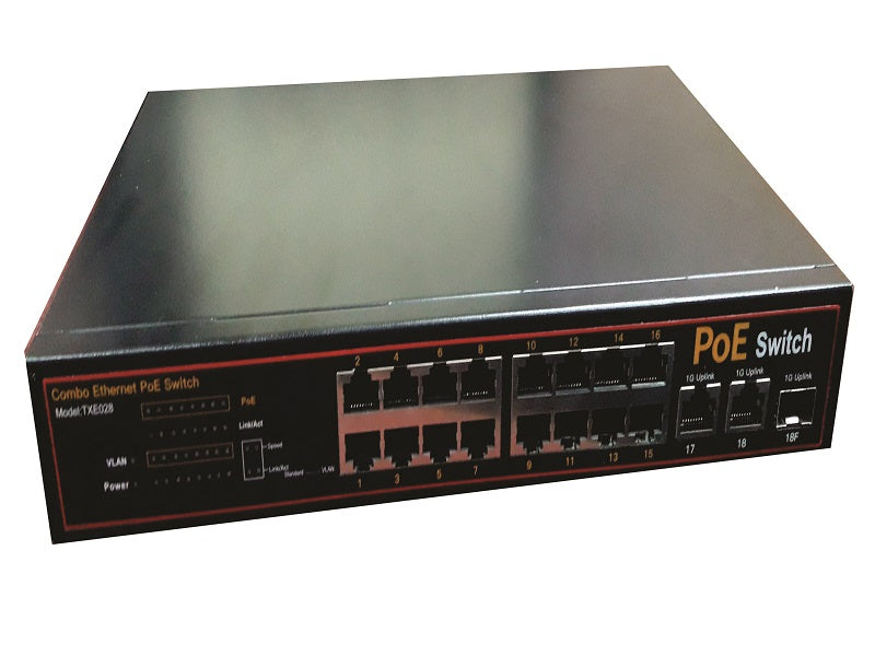 POE Switch 16 Port + 2 Port Uplink +1Sfp