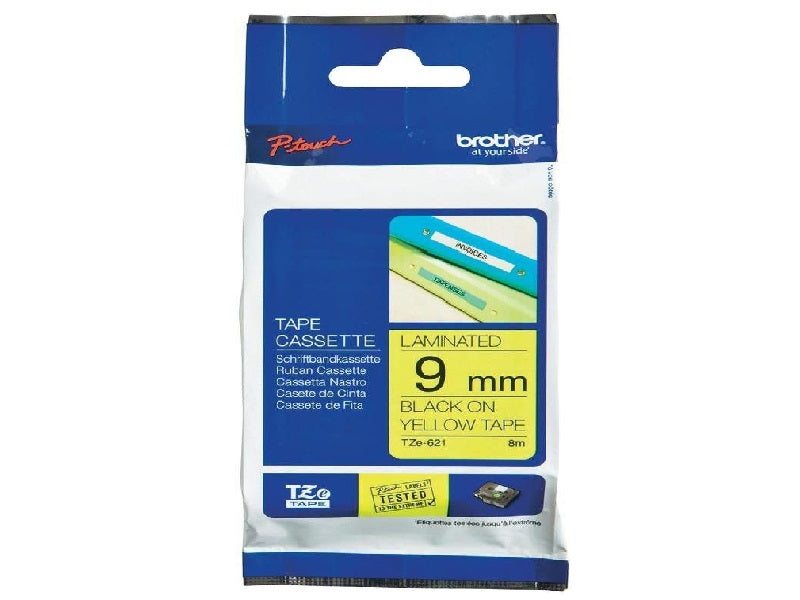 BROTHER  Laminate Tape 9Mm Blk/Yellow 8M