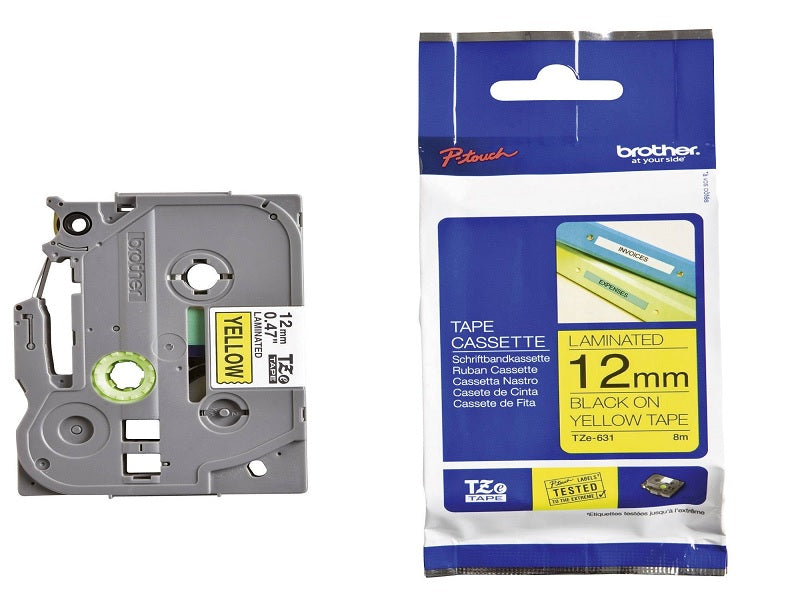 BROTHER  Laminate Tape 12Mm Blk/Yello-8M