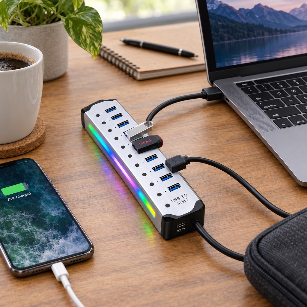 10-in-1 USB 3.0 Multi-Port Hub 5Gbps Spe