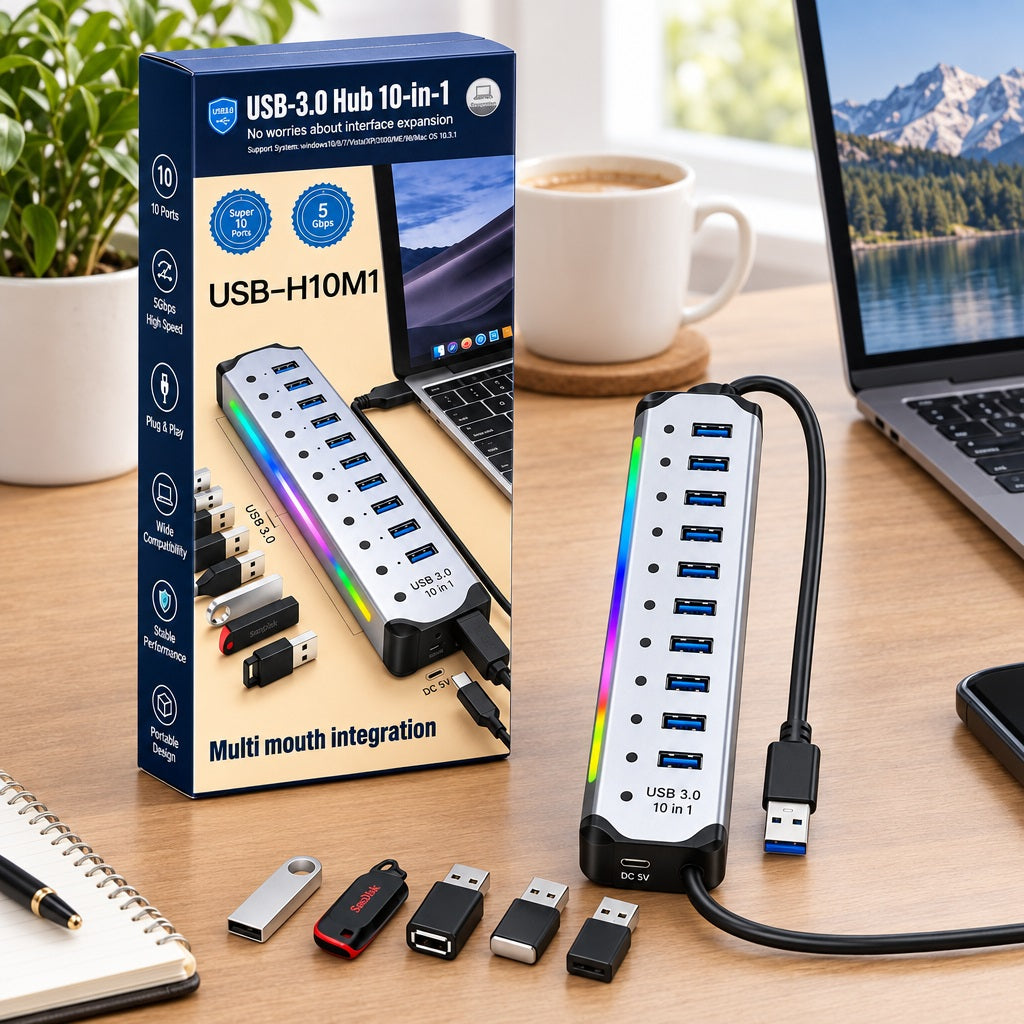 10-in-1 USB 3.0 Multi-Port Hub 5Gbps Spe
