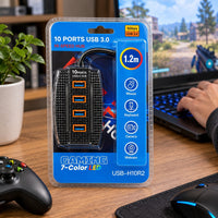 10-Port USB 3.0 Gaming Hub 7-Color LED