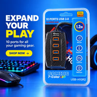 10-Port USB 3.0 Gaming Hub 7-Color LED