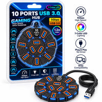 10-Port USB 3.0 Gaming Hub 7-Color LED