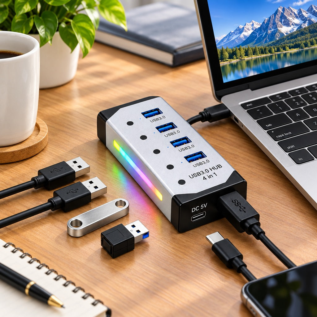 4-in-1 USB 3.0 Multi-Port Hub Adapter PC
