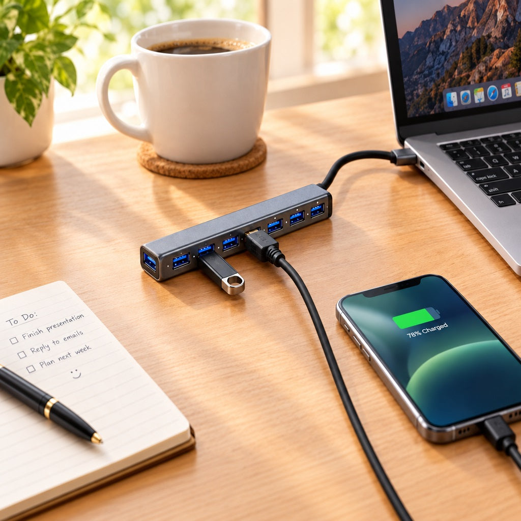 7-Port USB 3.0 Metal Hub High Speed Silv