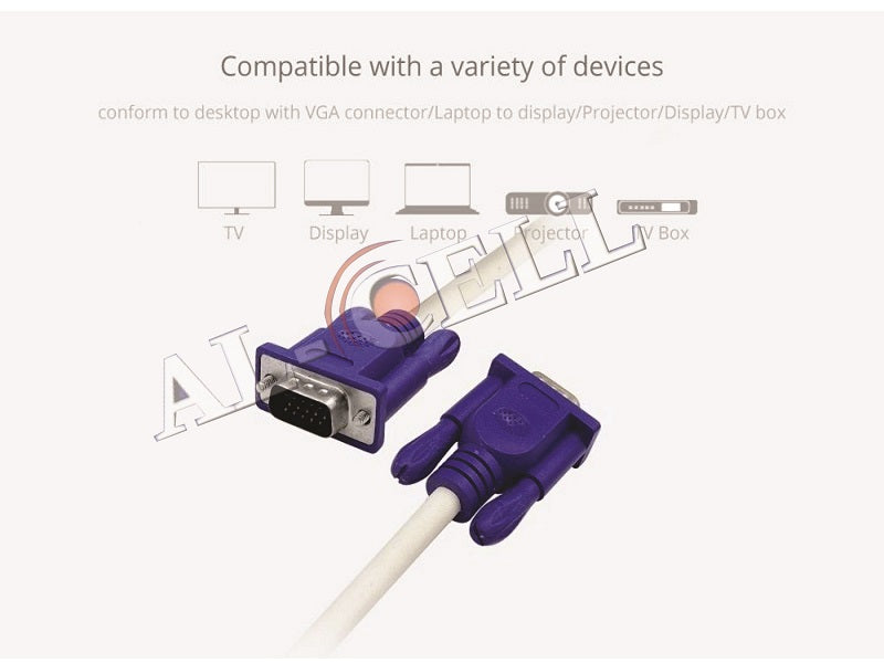 VGA Cable 3Mtr White With Ferrite