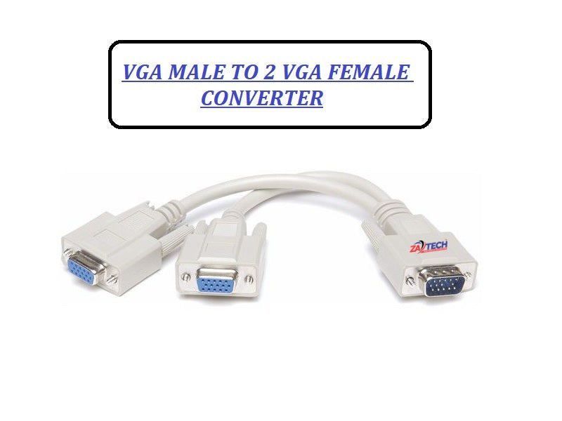 VGA Male To 2 Vga Female Converter