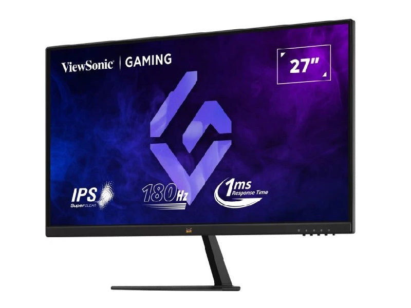 ViewSonic VX2779-HD-PRO monitor from a left three-quarter angle on its stand