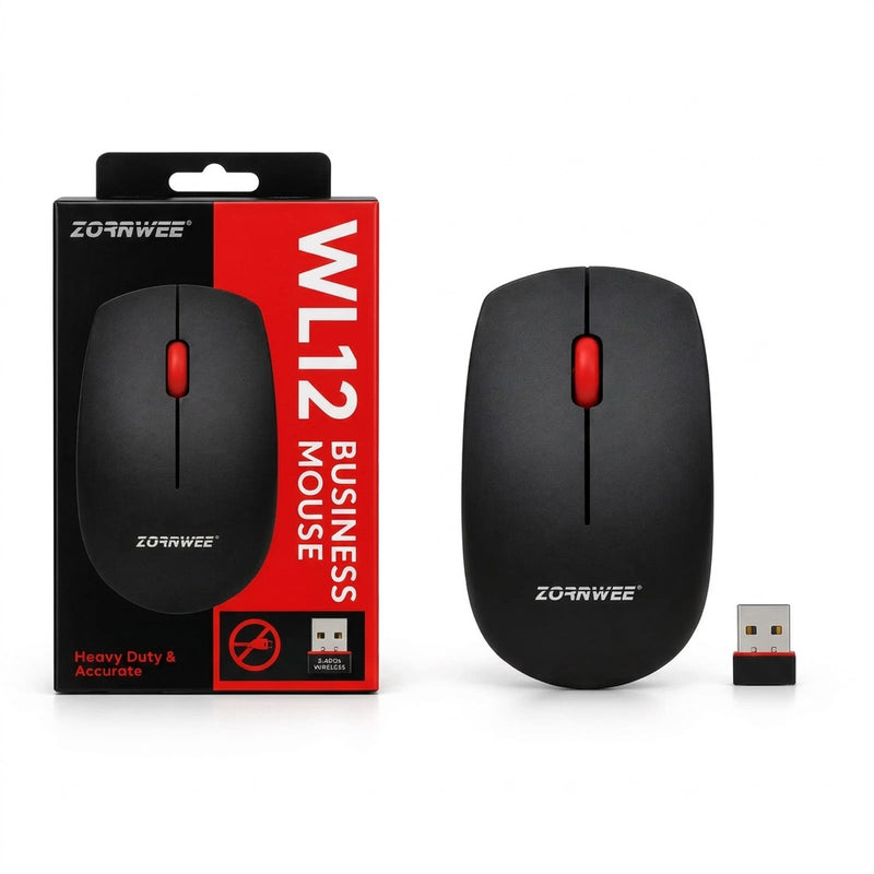 Zornwee WL12 Wireless Optical Mouse - 2.4GHz Compact Mouse for Laptop & PC