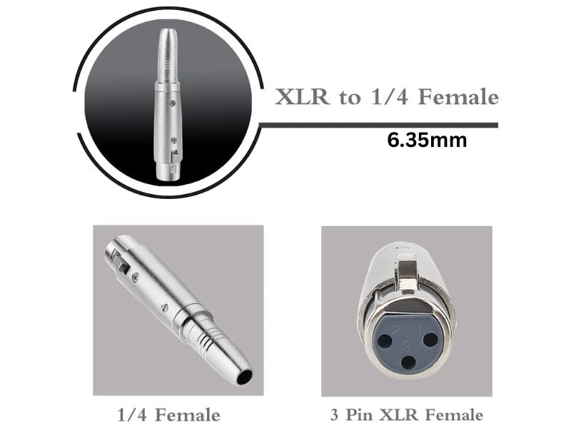XLR 3Pin  Female to 6.35mm Female