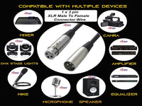XLR Male To Female Microphone Cable 3M