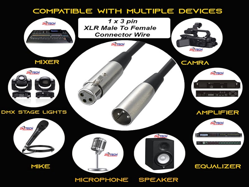 XLR Male To Female Microphone Cable 5Mtr