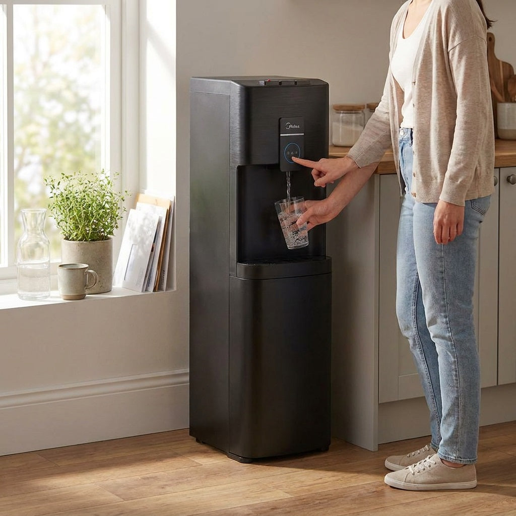 Midea YL2036S Bottom Loading Water Dispenser Black - Hot/Cold/Ambient, 3-in-1 Faucet, Night Light