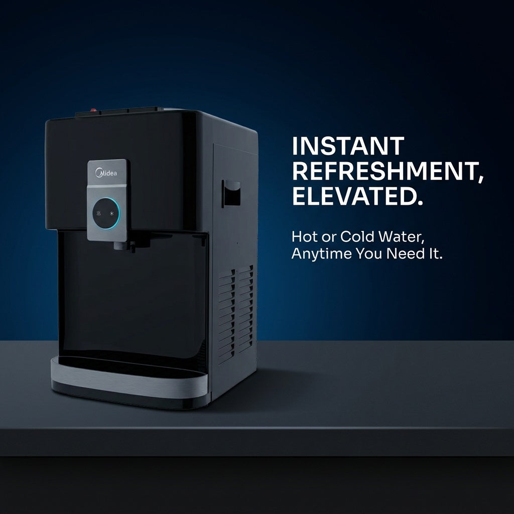 Midea YL2037T-B Countertop Water Dispenser - Hot & Cold, Compressor Cooling, Black