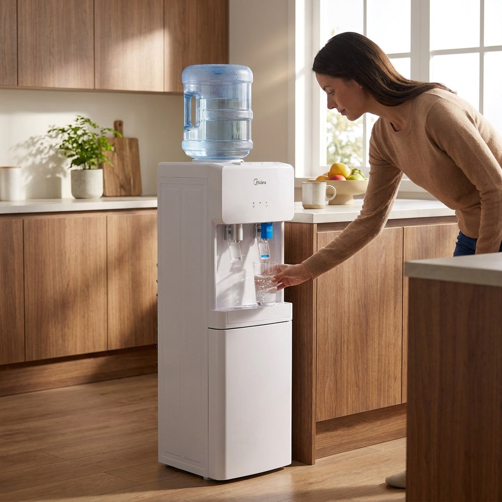 Midea YLD1675S-W Top-Loading Water Dispenser White - Cold & Ambient, 14L Cabinet