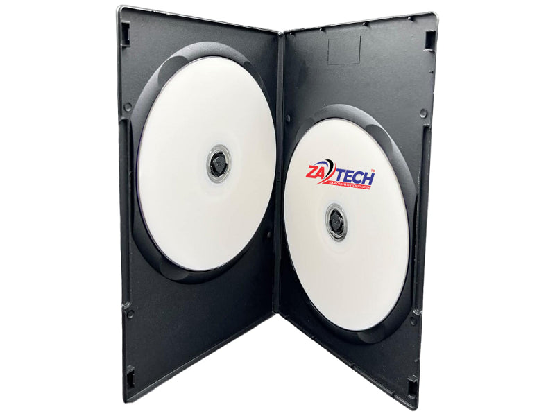 ZATECH Double DVD Case 14mm Black - Holds 2 Discs, CD/DVD Storage (ZA-006)