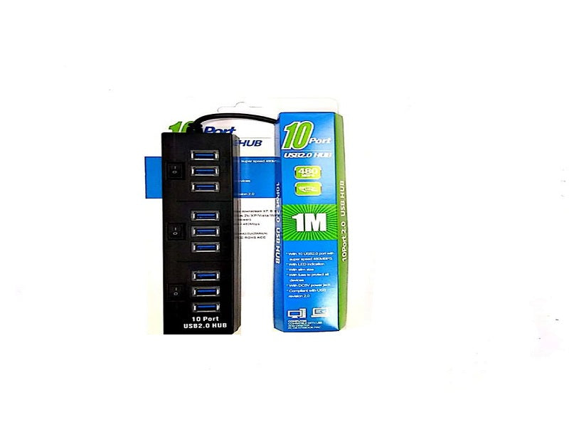 ZATECH 10 Port Usb Hub 2.0 1 Mtr