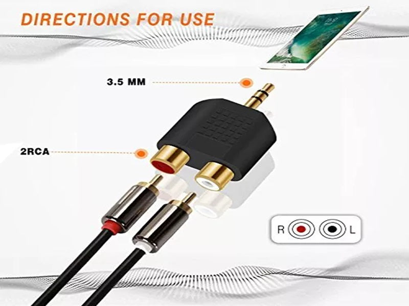 ZATECH Con Stereo 3.5Male X 2 Rca Female