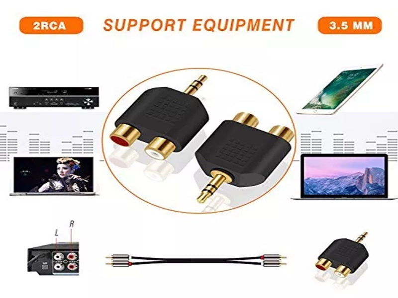 ZATECH Con Stereo 3.5Male X 2 Rca Female