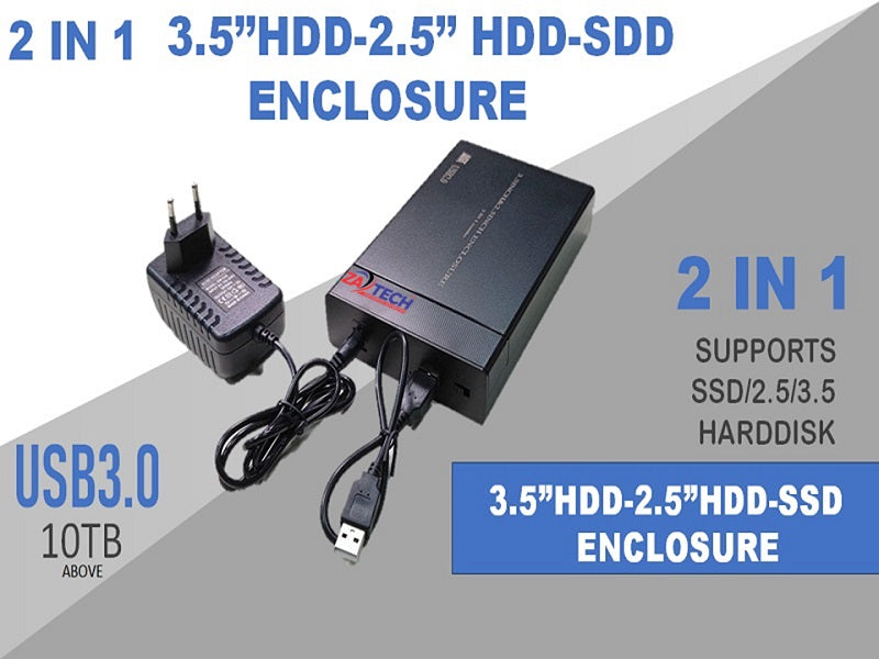 ZATECH 2.5"+3.5" Hdd Enclouser Usb3.0