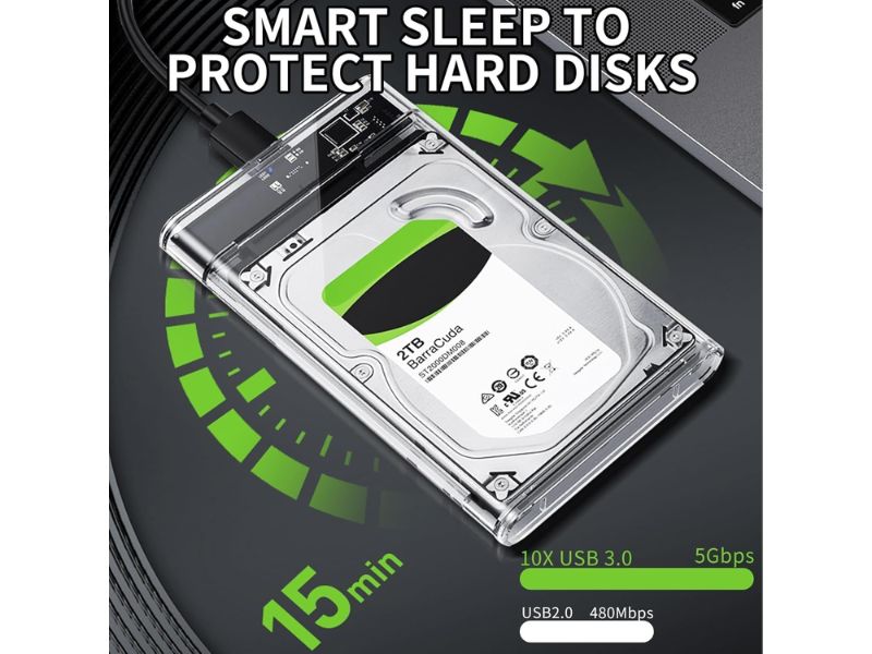 ZATECH 2.5"Clear External Hdd Enclouser