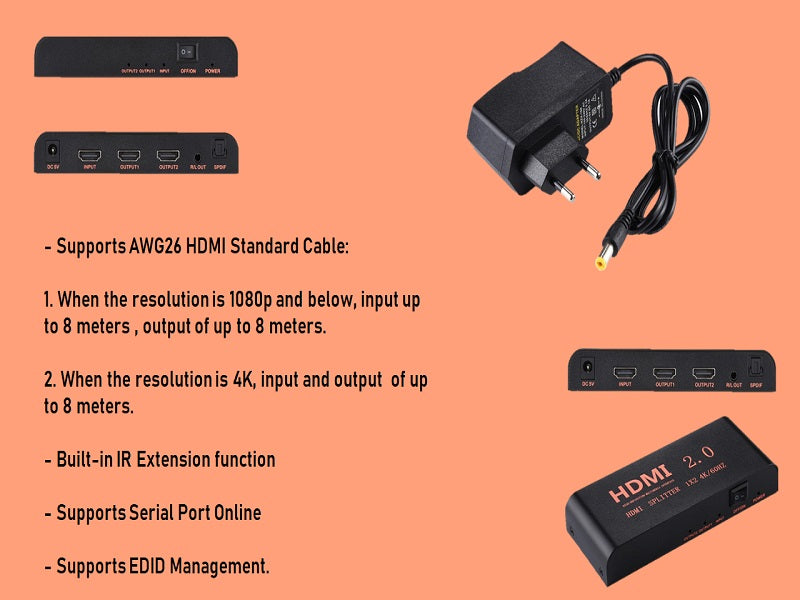 ZATECH 2Port 4K Hdmi Splitter 60Hz Metal