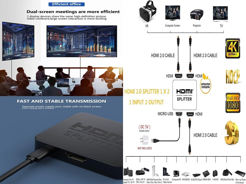 ZATECH 2Port Hdmi Splitter 1080P