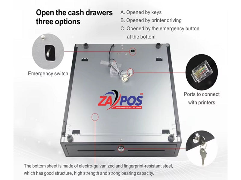 ZAPOS  Cash Drawer Black 12V,Rj11