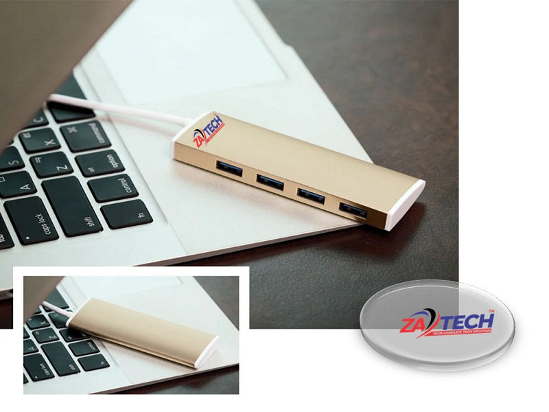 ZATECH 4Port Hub Gold Usb 2.0 480 Mbps