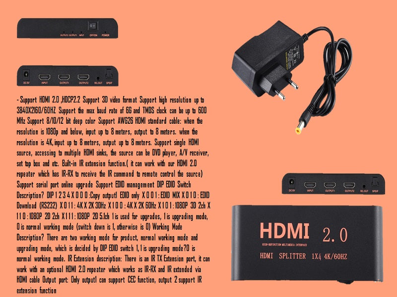 ZATECH 4Port 4K Hdmi Splitter 60Hz Metal