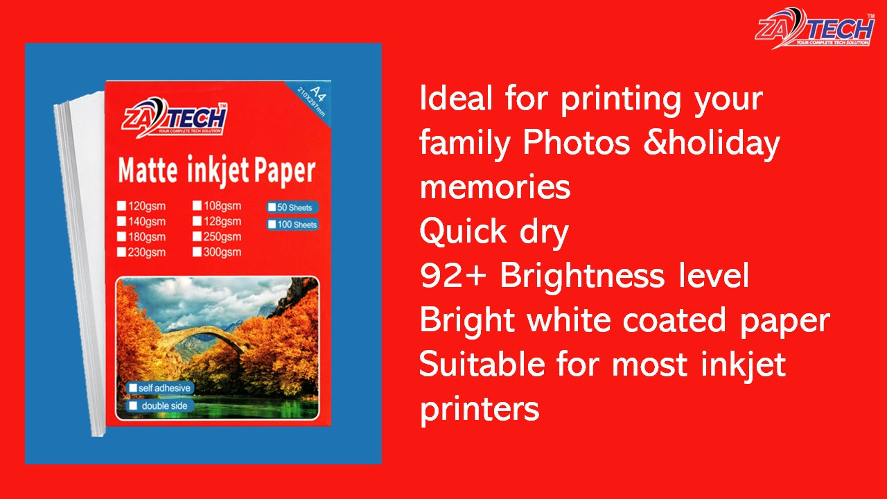 ZATECH 2 Side Matte Inkjet  Photo Paper