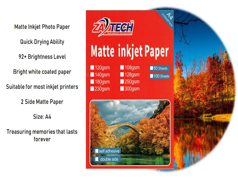 ZATECH 2 Side Matte Inkjet  Photo Paper