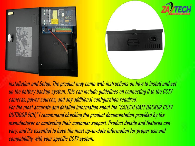 ZATECH Batt Backup CCTV Outdoor 9Ch
