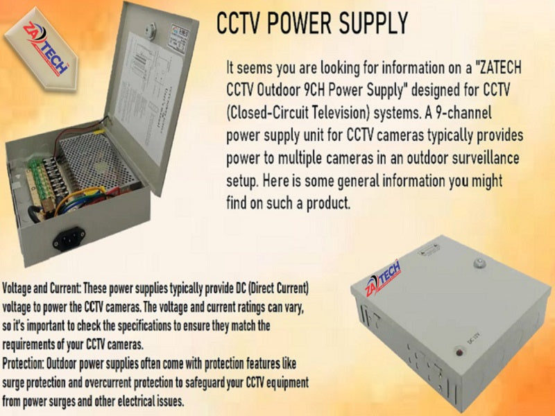 ZATECH CCTV Outdoor 9Ch Power Supply